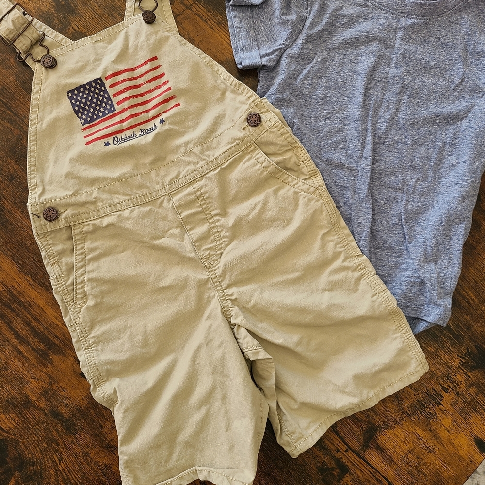 Oshkosh 5T overall & cat&jack shirt